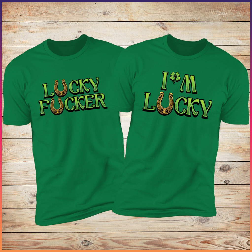 I’m Lucky  & Lucky F Couples Irish Green Deluxe Tee Bundle