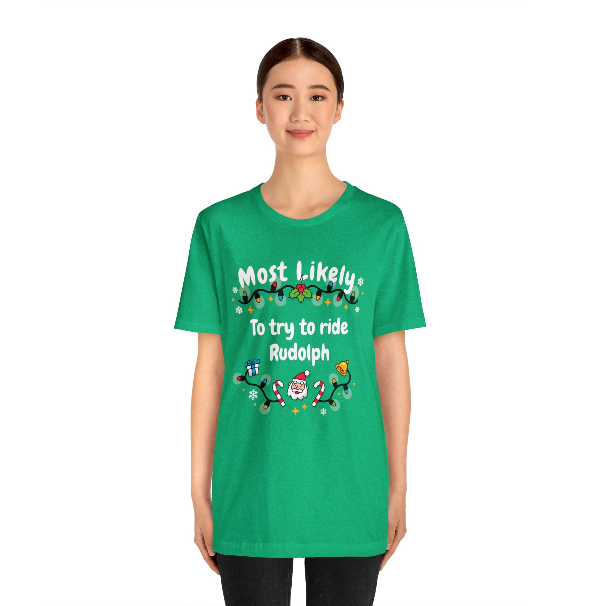 Most Likely To try To Ride Rudolph Unisex Deluxe Tee