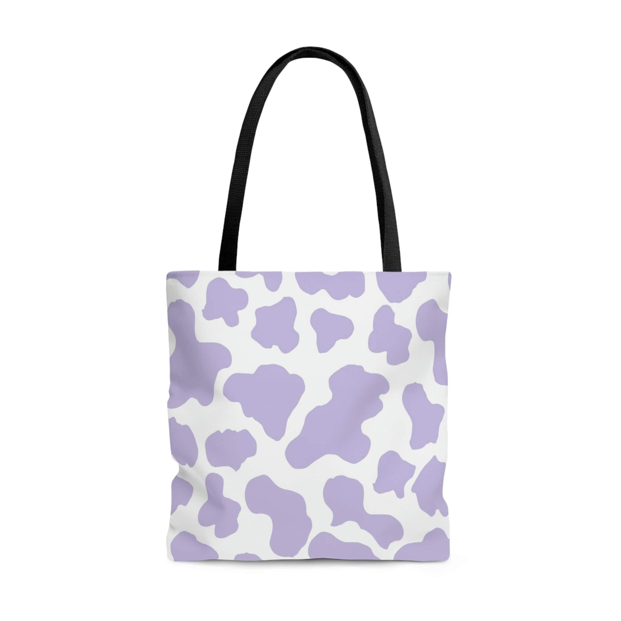 Purple Cow Print Tote Bag