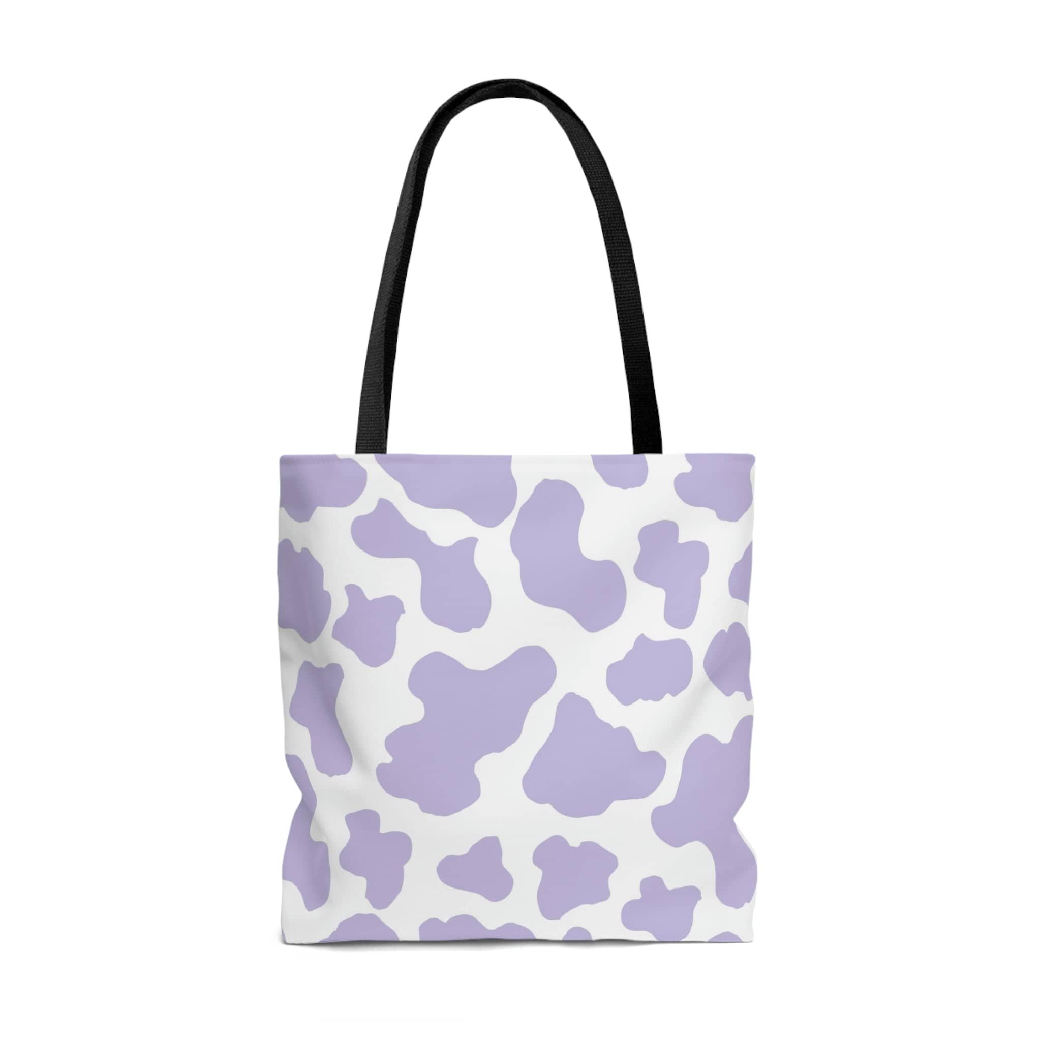 Purple Cow Print Tote Bag