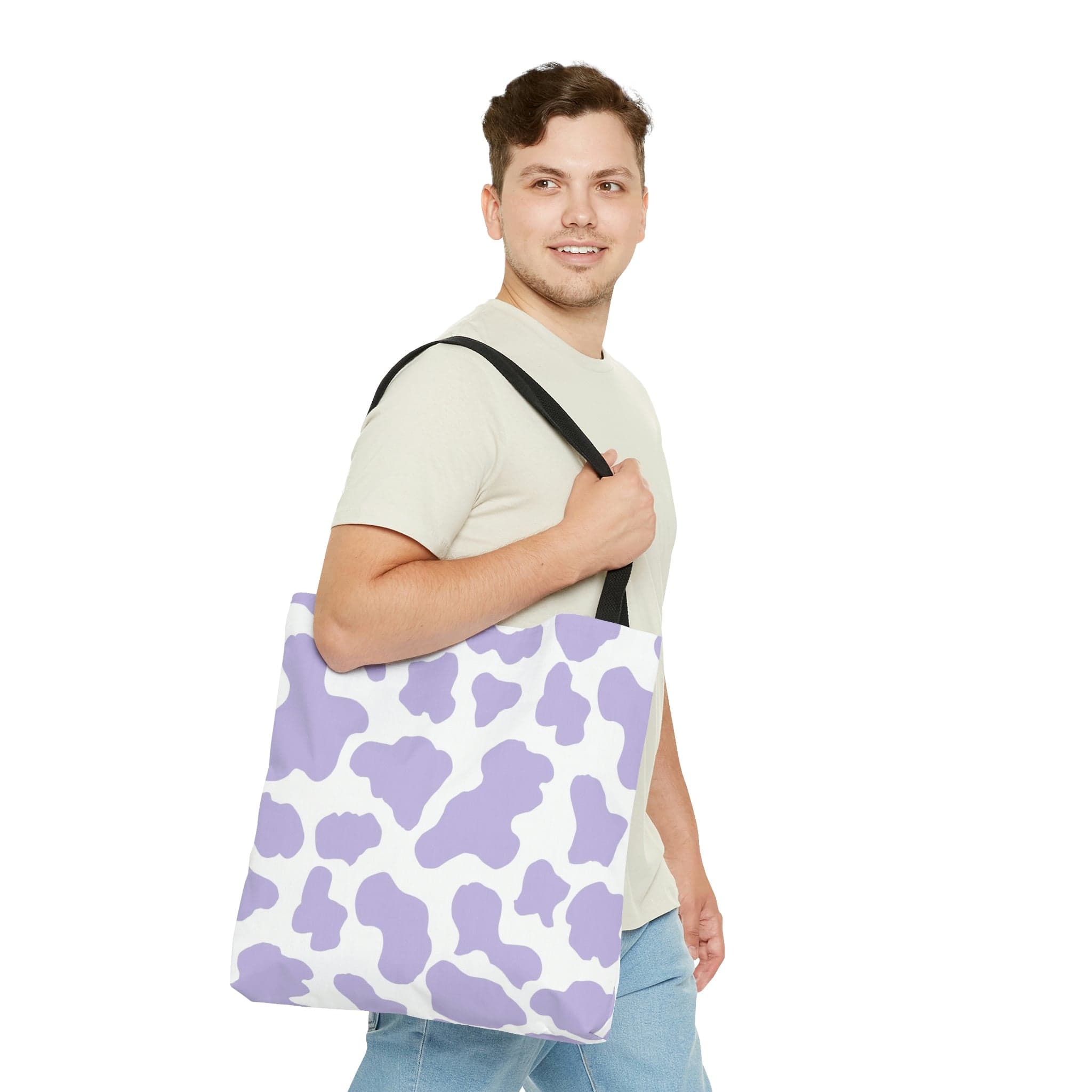 Purple Cow Print Tote Bag