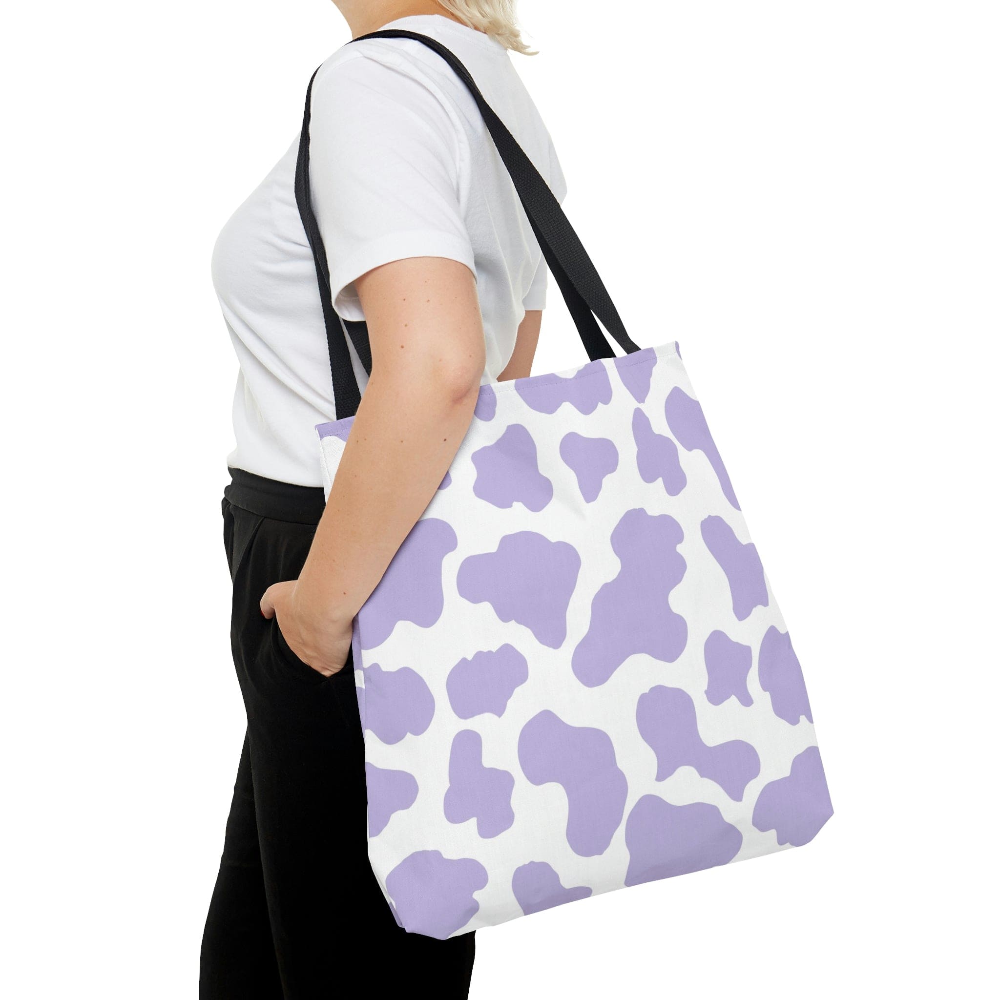 Purple Cow Print Tote Bag