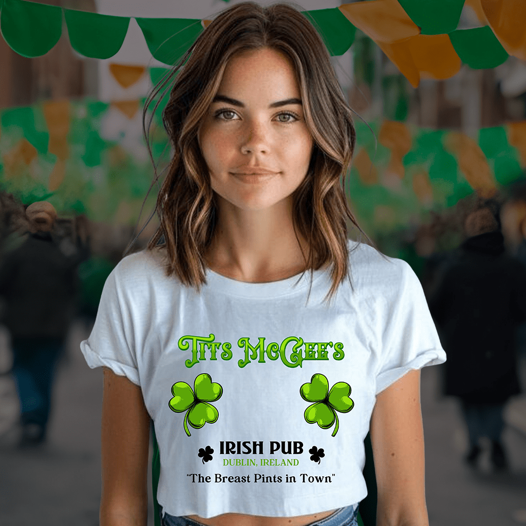 Tits McGee’s Irish Pub Funny St. Patrick’s Day Crop Top